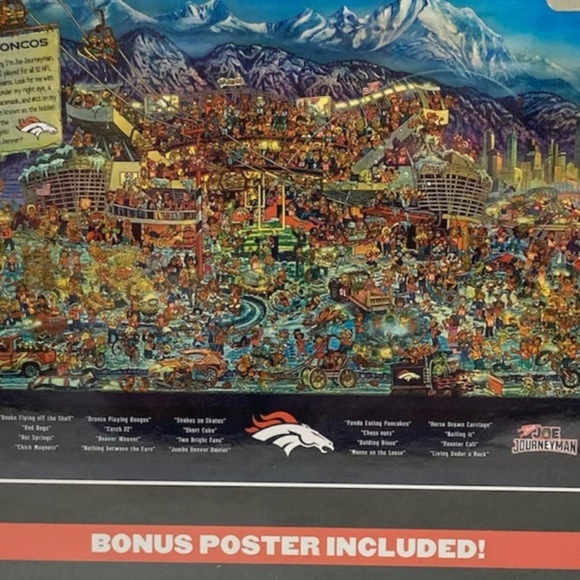 NiB Broncos Joe Journeyman Puzzle & Poster, Team Colors - Picture 3 of 3